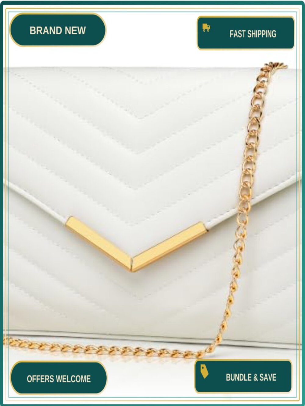 PU Leather Evening Clutch with Detachable Chain Strap
